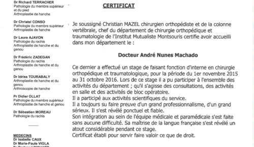 Certificat Mazel Franca